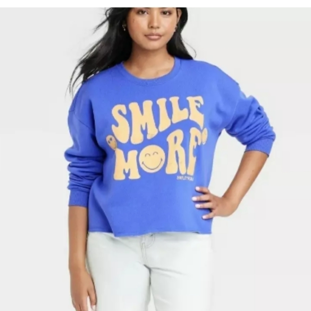 NWT SmileyWorld Crop Sweatshirt Sz2X
